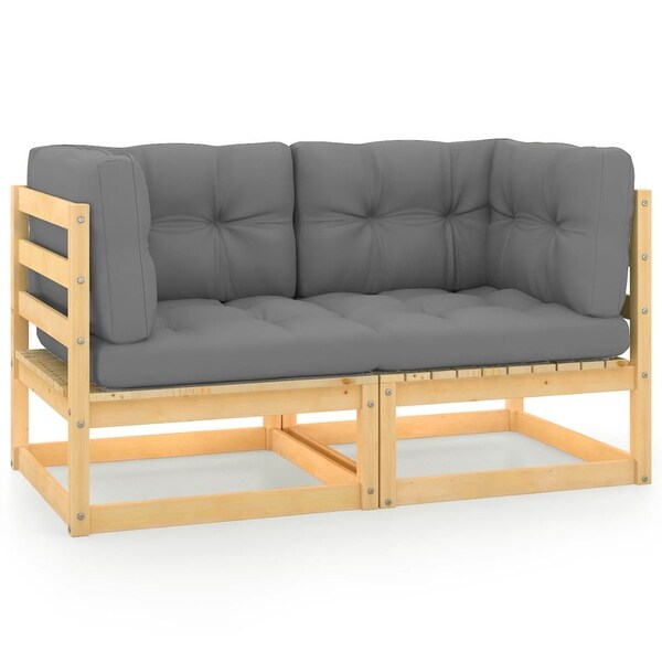 vidaXL Patio 2Seater Sofa with Cushions Solid Wood Pine