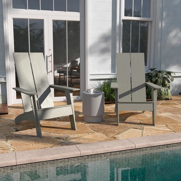 Modern Dual Slat Back Adirondack Style Chairs,Set of 2