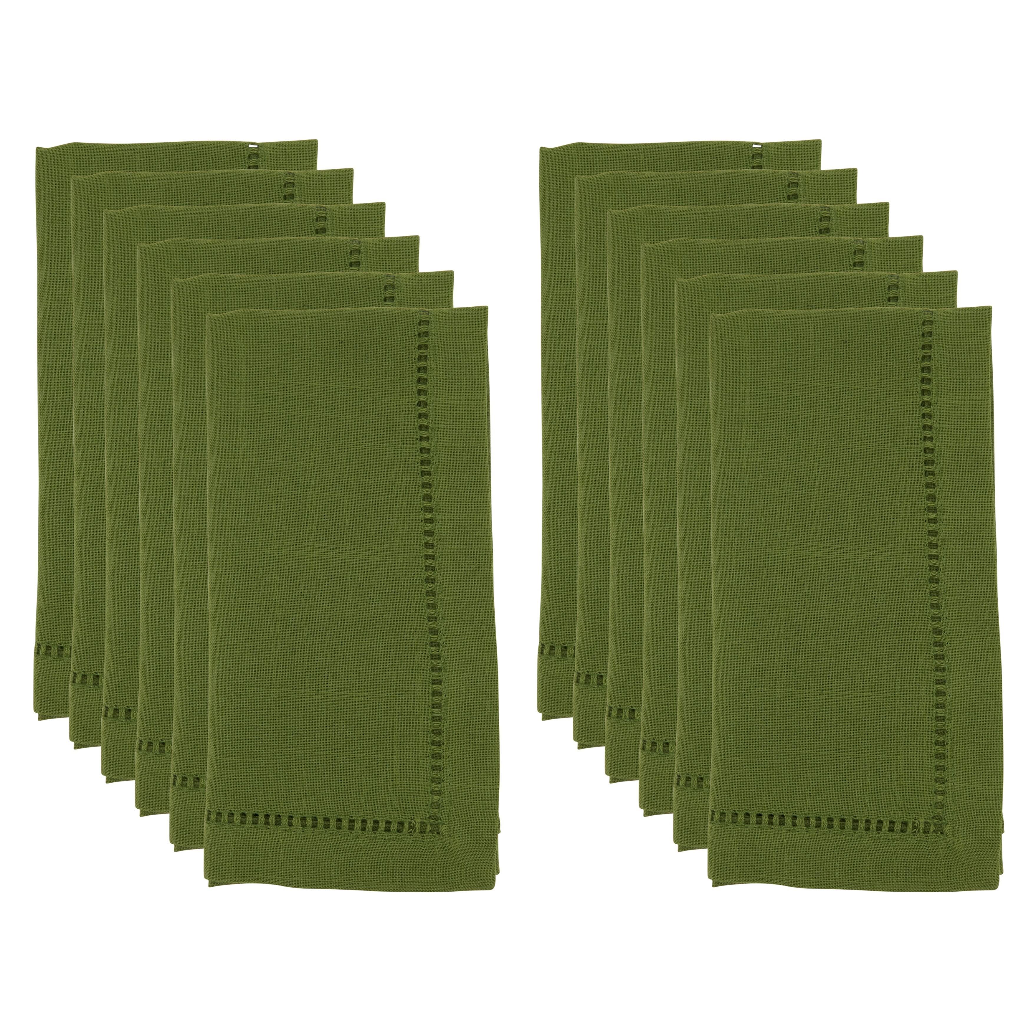 Saro Lifestyle 6315.K20S 20 in. Square Classic Hemstitch Border Dinner Napkin Kelly Green - Set of 12