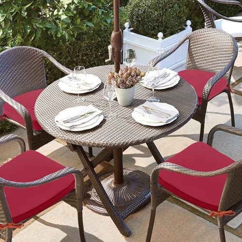 Outdoor Chair Cushions Set of 4: Waterproof & Fade Resistant Patio Furniture Cushions - 17 x 16 x 2 Inch Non Slip Round Corner Seat Cushion Pads with Removable Cover for Garden Yard Lawn, Navy Blue