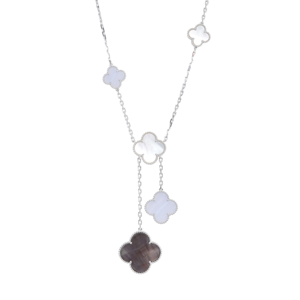 Van Cleef & Arpels Magic Alhambra 6 Motifs Necklace 18K White Gold VCARN18900