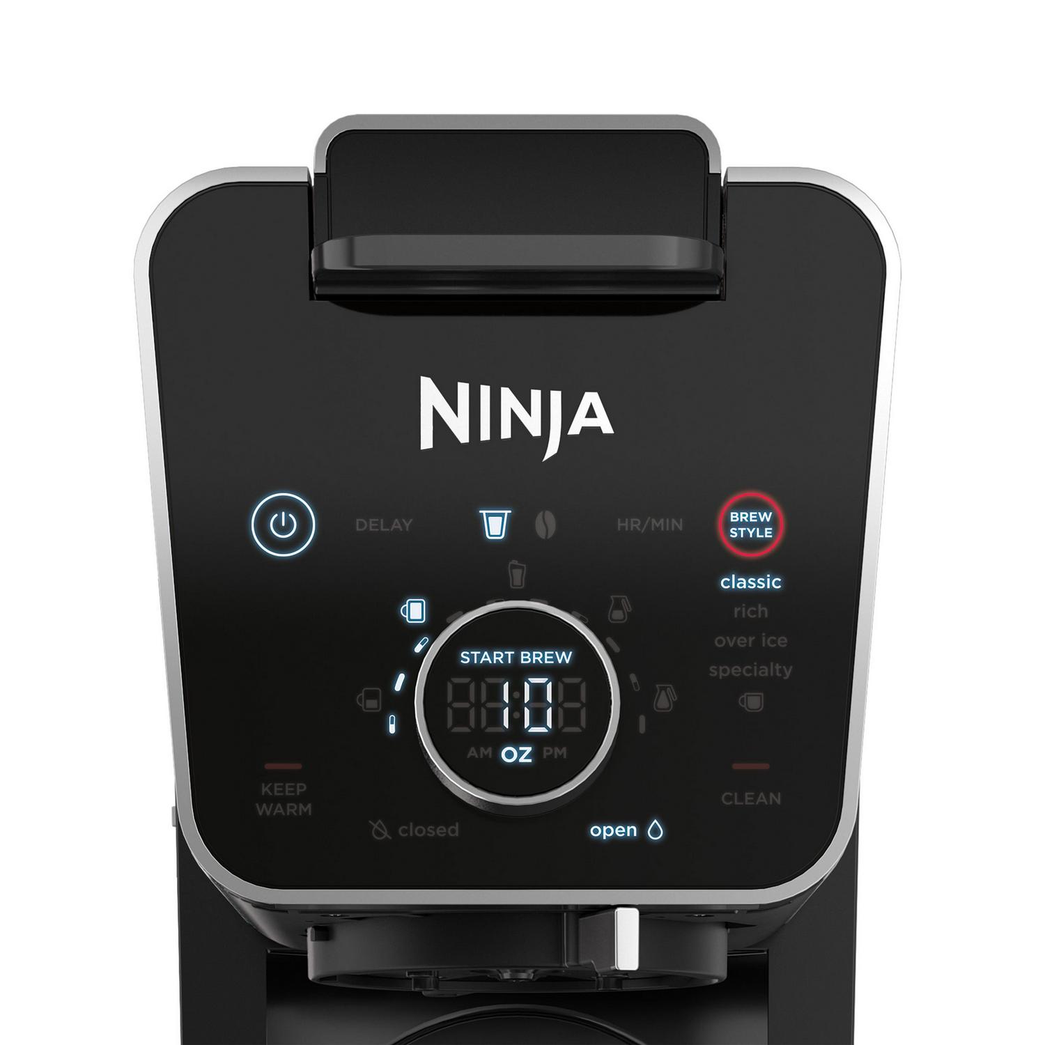 NinjaA DualBrew Specialty Coffee System, Single-Serve, K-Cup Pod Compatible, 12-Cup Drip Coffee Maker, Glass Carafe, CFP300