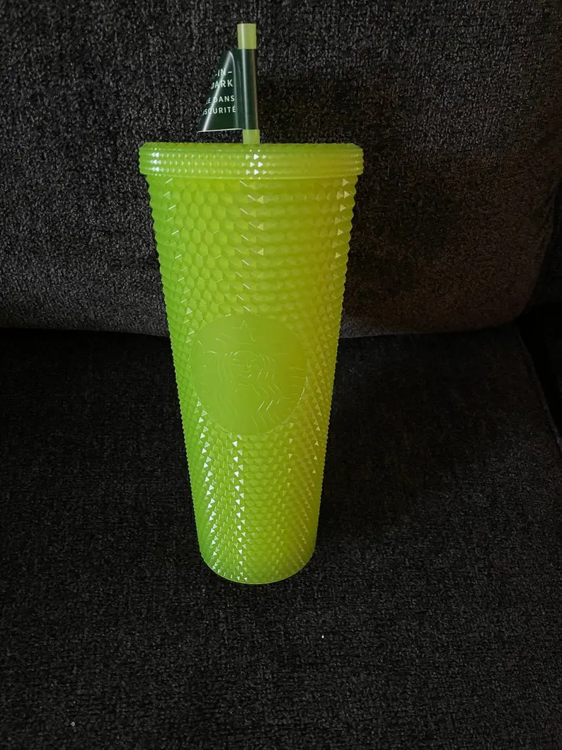 Starbucks Lemongrass Glow in the Dark Studded Yellow Tumblers – Starbucks Neon – 24 oz