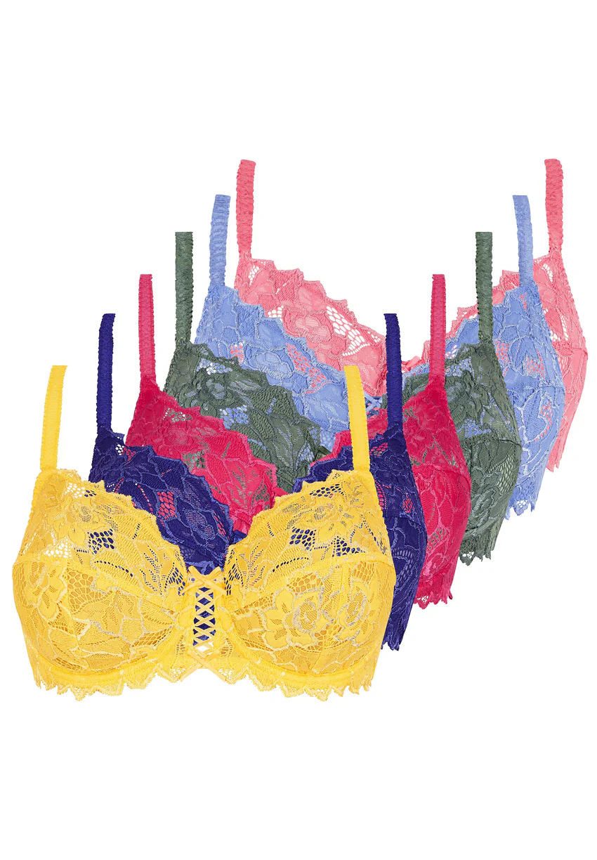 Lot de 6 soutiens-gorge Arum Rose, Vert, Bleu, Rose, Jaune et Bleu Royal