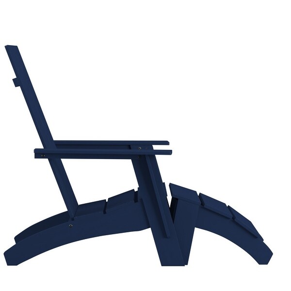 Modern AllWeather Dual Slat Adirondack Style Chair with Footrest