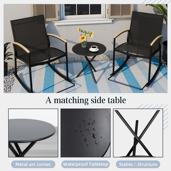 Futzca 3Piece Patio Bistro Sets,Two Chairs with Coffee Table