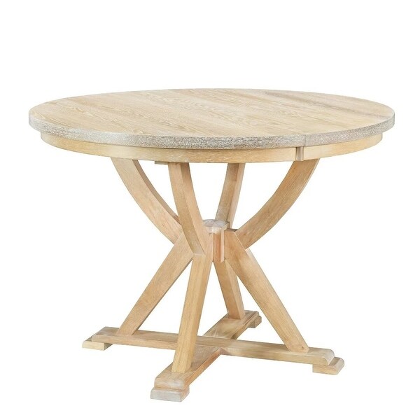 5Piece Extendable Round Dining Table Set with 15.7