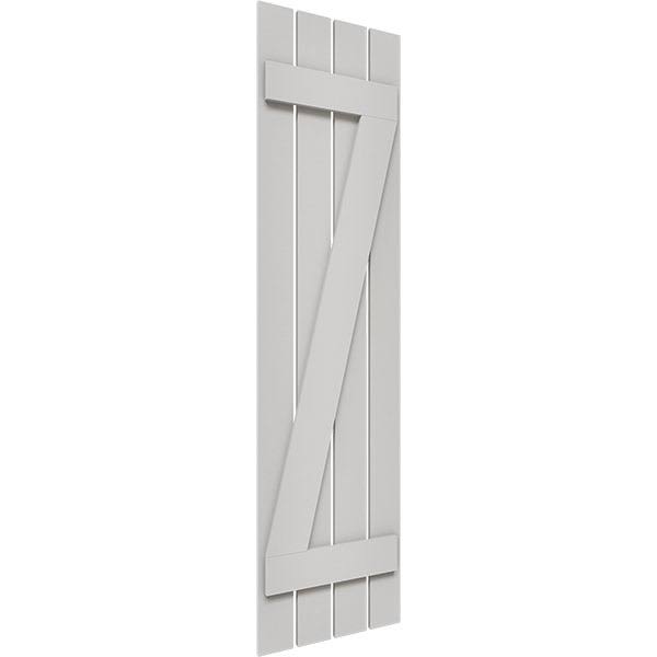 Ekena Millwork FBS06Z23X043RUF 23x22W x 43x22H Rustic Four Board Spaced Board-n-Batten Faux Wood Shutters w/Z-Board (Per Pair)