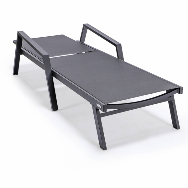 Aluminum Beach Pool Sun Lounge Chair Sling Mesh Fabric With Arms,Stackable Chaise Lounger (Set of 2)