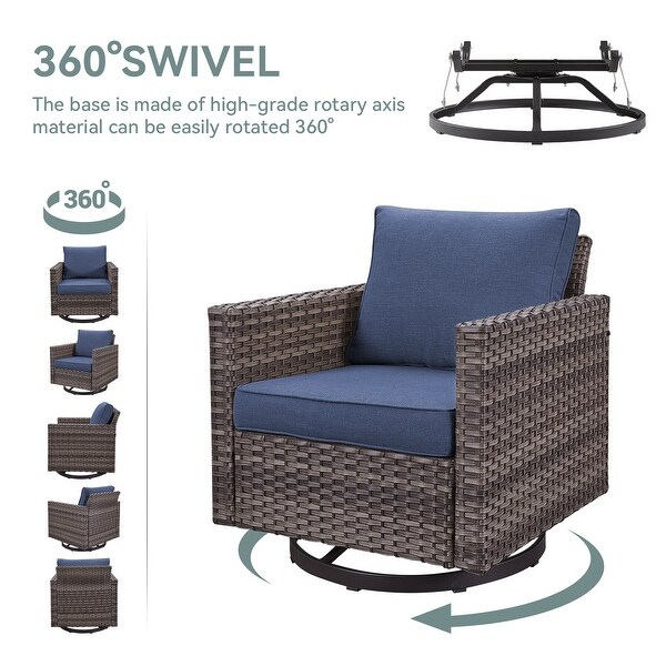 PE Wicker Sofa Rocking Chair Ottoman Set of 9