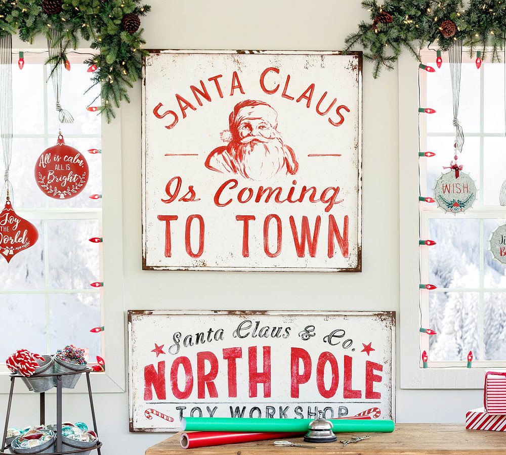 Santa Claus Is Coming To Town Vintage Wall Art  sgtnighsdesigns