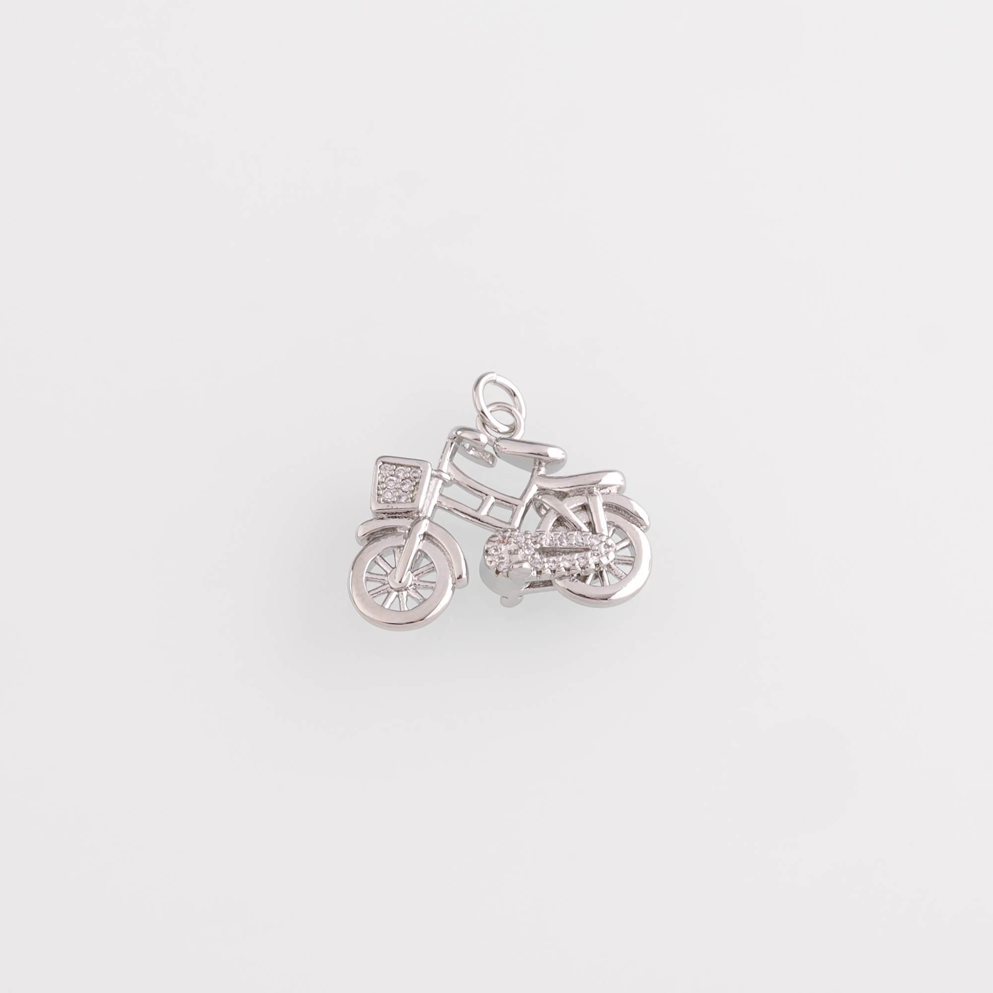 18K Gold Filled Bicycle Pendant,CZ Micro Pave Bicycle Charm Earrings Necklace for DIY Jewelry Making Supply