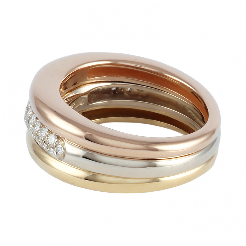 Cartier Mobilis Ring Tri-Gold Diamond B4019400
