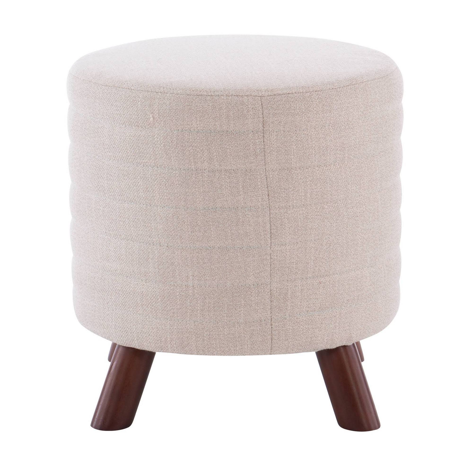 Linon Rivard Midcentury Beige Round Ottoman in Brown | ST009BGE01U