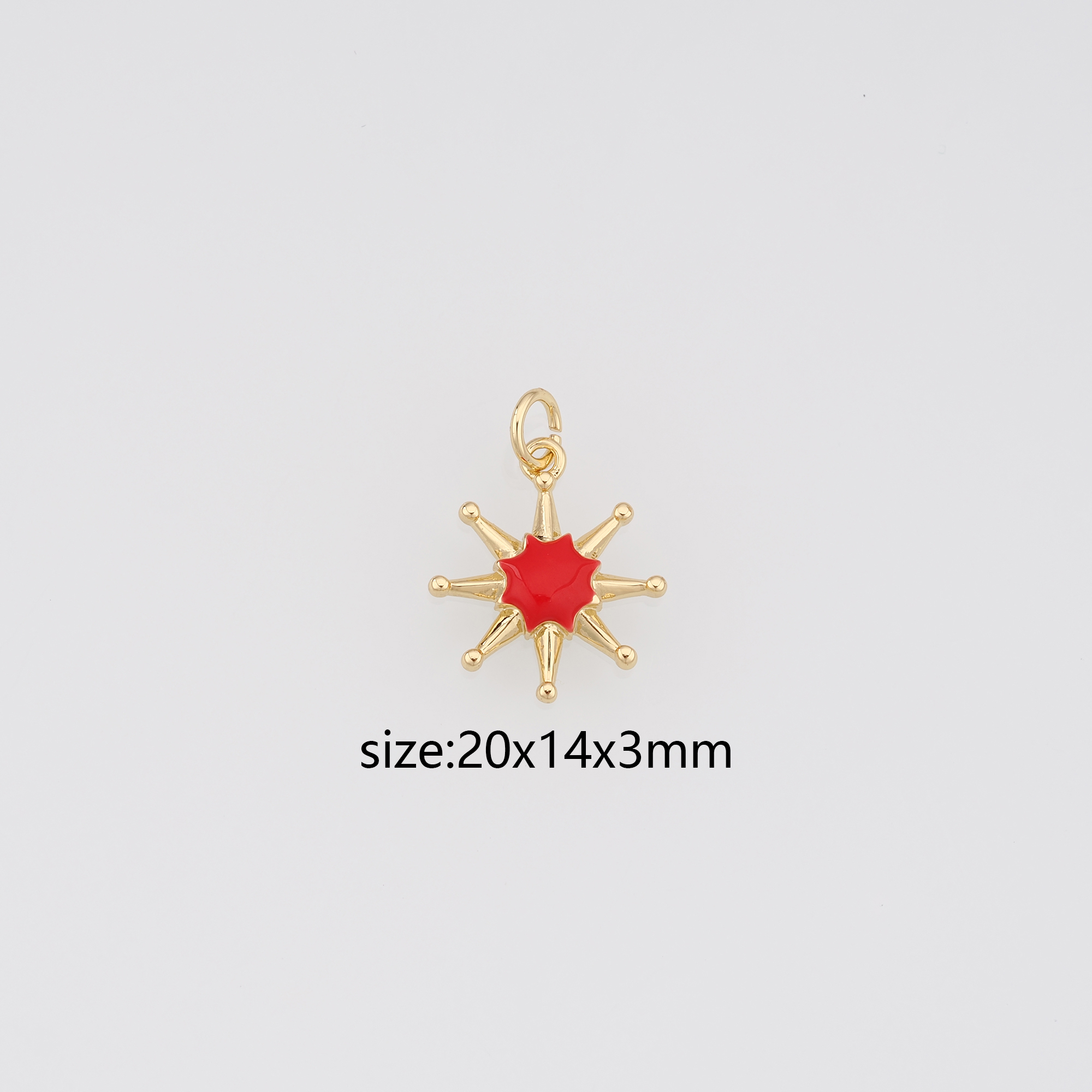 18K Gold Filled Sun Pendant,Enamel Sun Charm Earrings Necklace for DIY Jewelry Making Supply