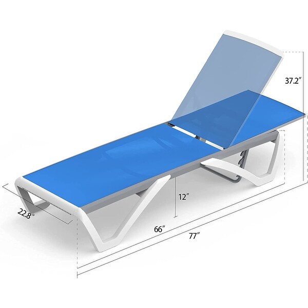 Domi Patio Chaise Lounge,AllWeather Adjustable Recliner with Wheels,Stackable