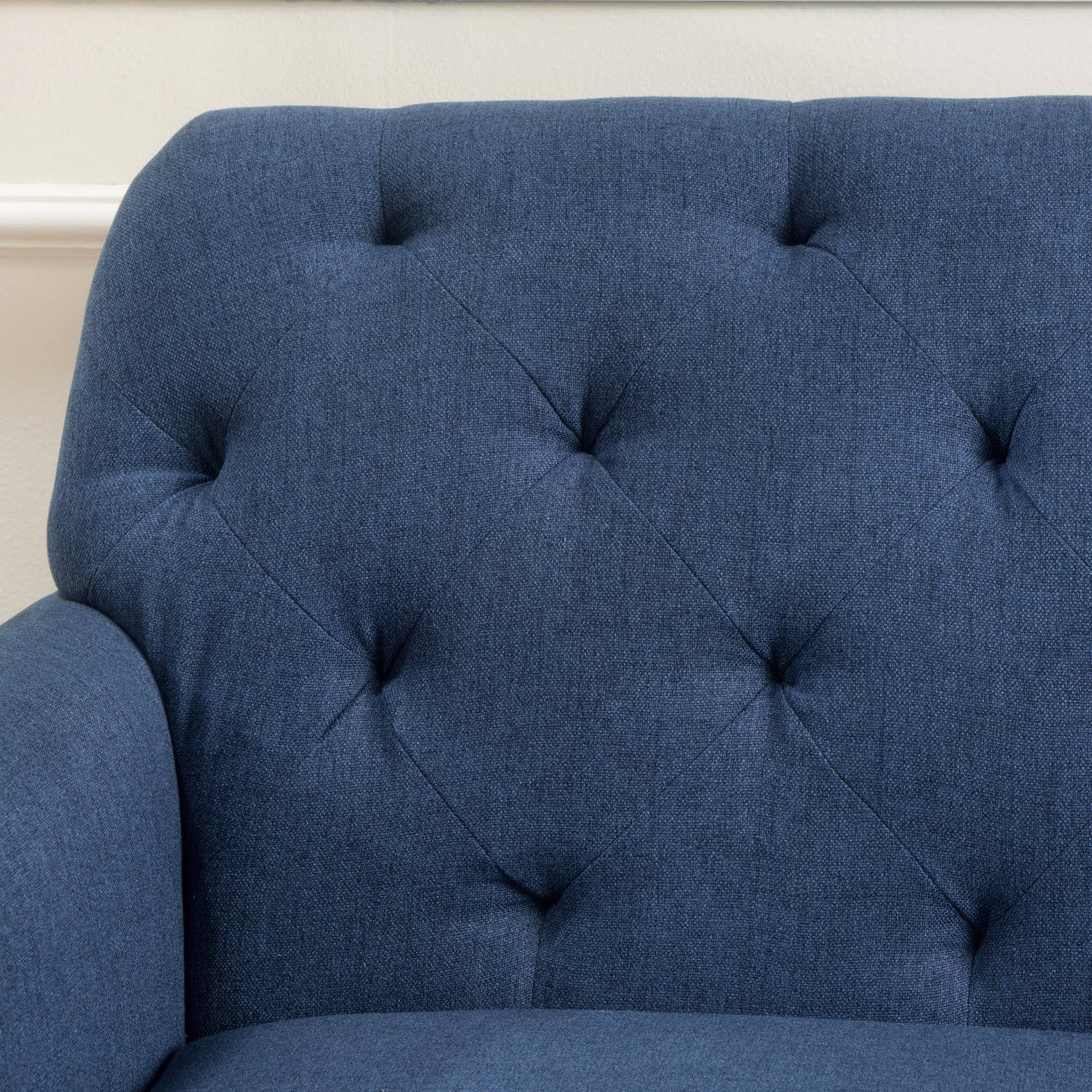 Christopher Knight Home Jessup Tufted Fabric Loveseat Sofa by, Dark Blue