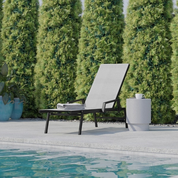 AllWeather Textilene Adjustable Chaise Lounge Chair with Arms