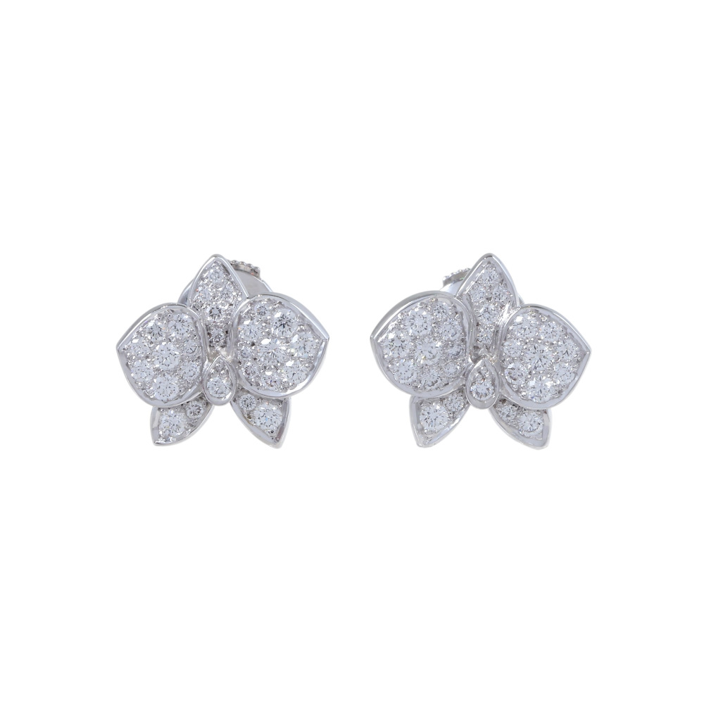 Cartier Caresdor Kidepal Earrings 18K White Gold B8032200