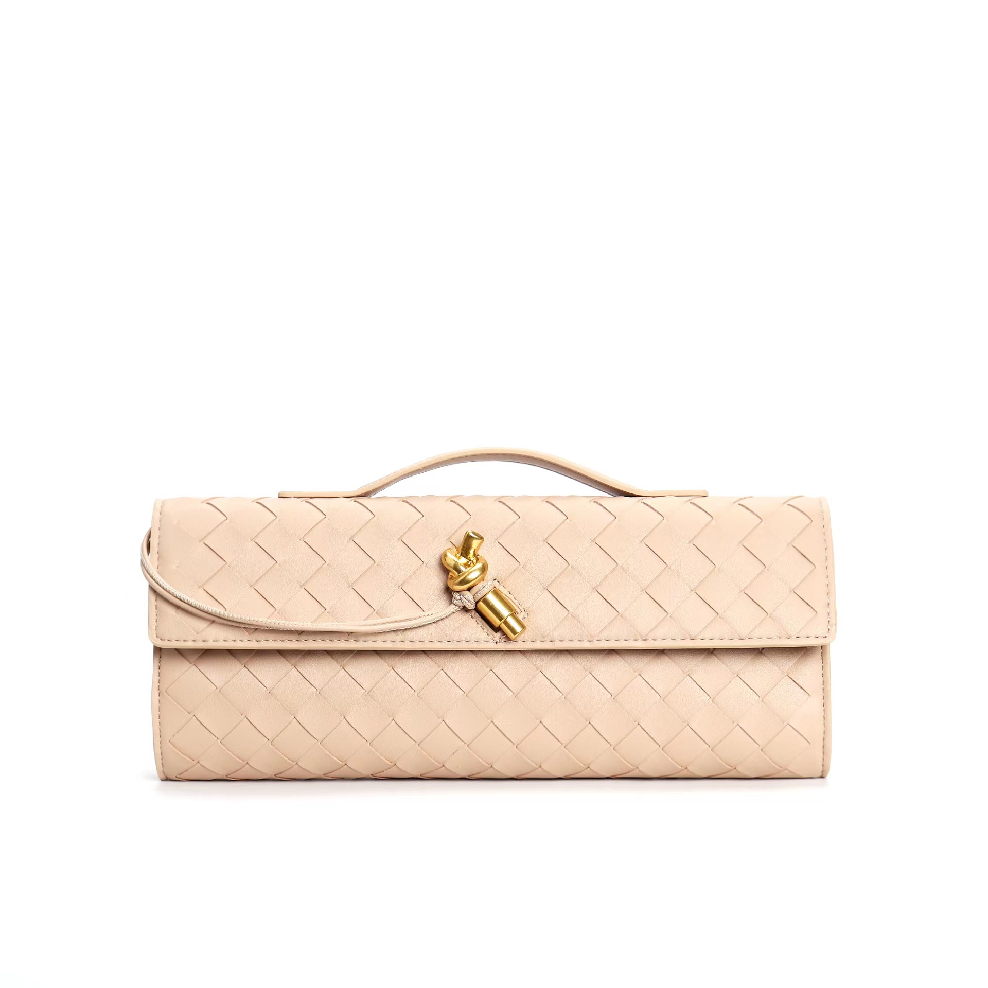 Blush Woven Leather Clutch