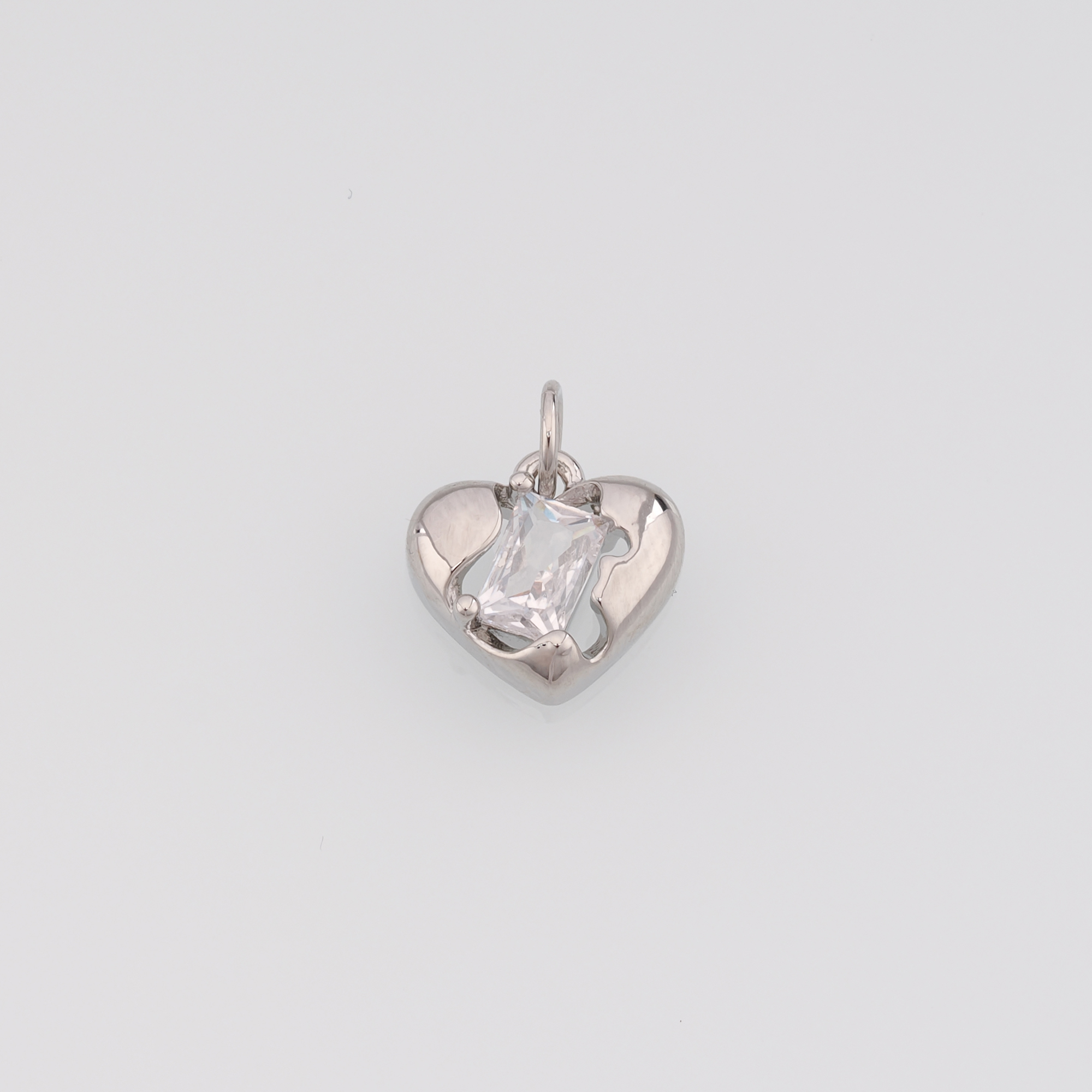 18K Gold Filled Heart Pendant,CZ Micro Pave Heart Charm Earrings Necklace for DIY Jewelry Making Supply