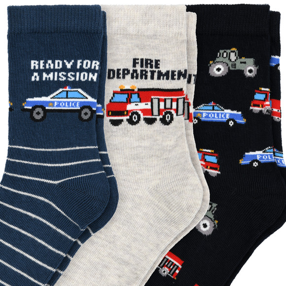 Topolino 3 Paar Jungen Socken mit Fahrzeug-Motiven