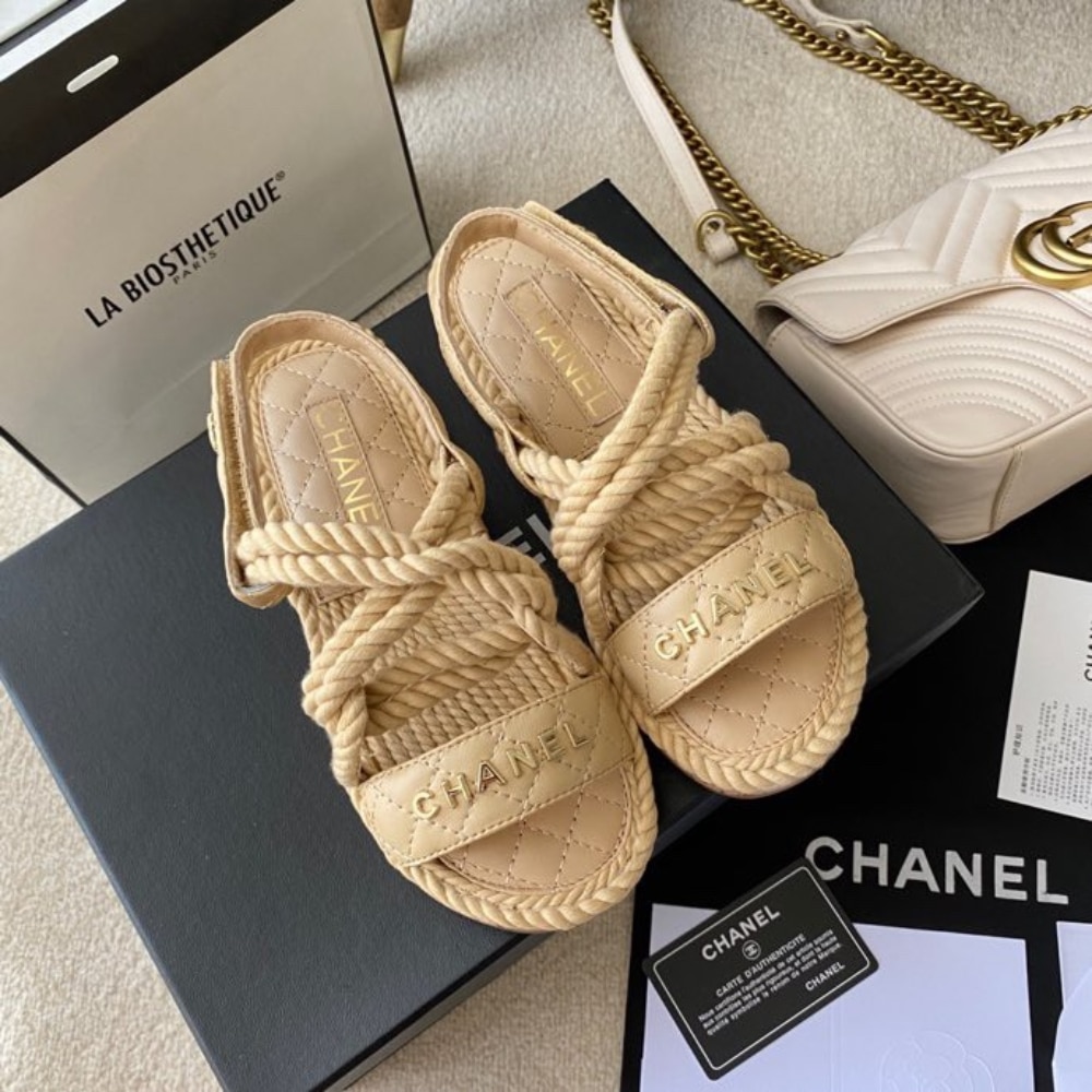 Chanel Rope Sandals Strap Biege