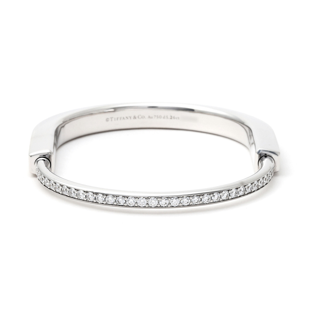 Tiffany & Co. Lock L Bracelet 18K White Gold Diamond 70424967