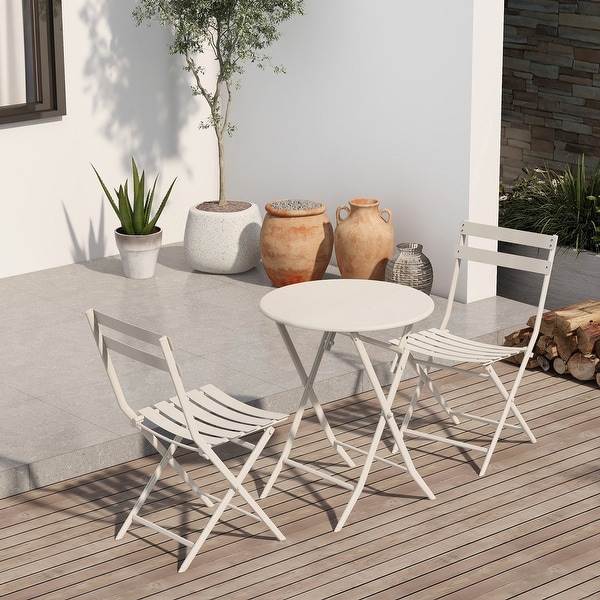3Piece Patio Bistro Set of Foldable Round Table and Chairs,Yellow