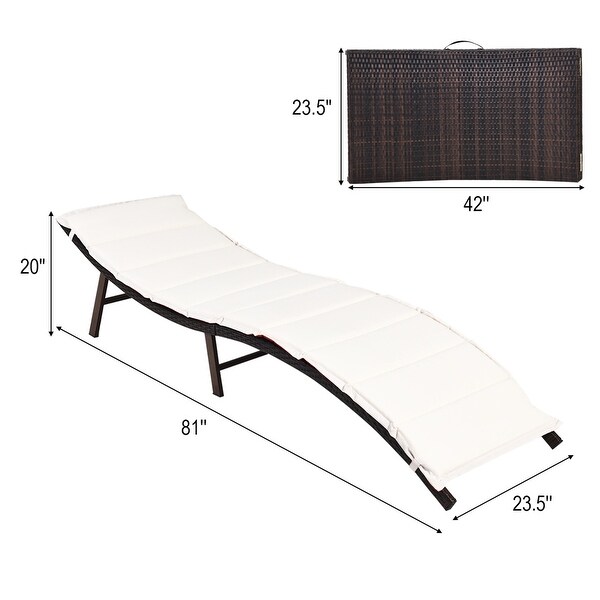 Costway 2PCS Patio Rattan Folding Lounge Chair Stackable Double Sided