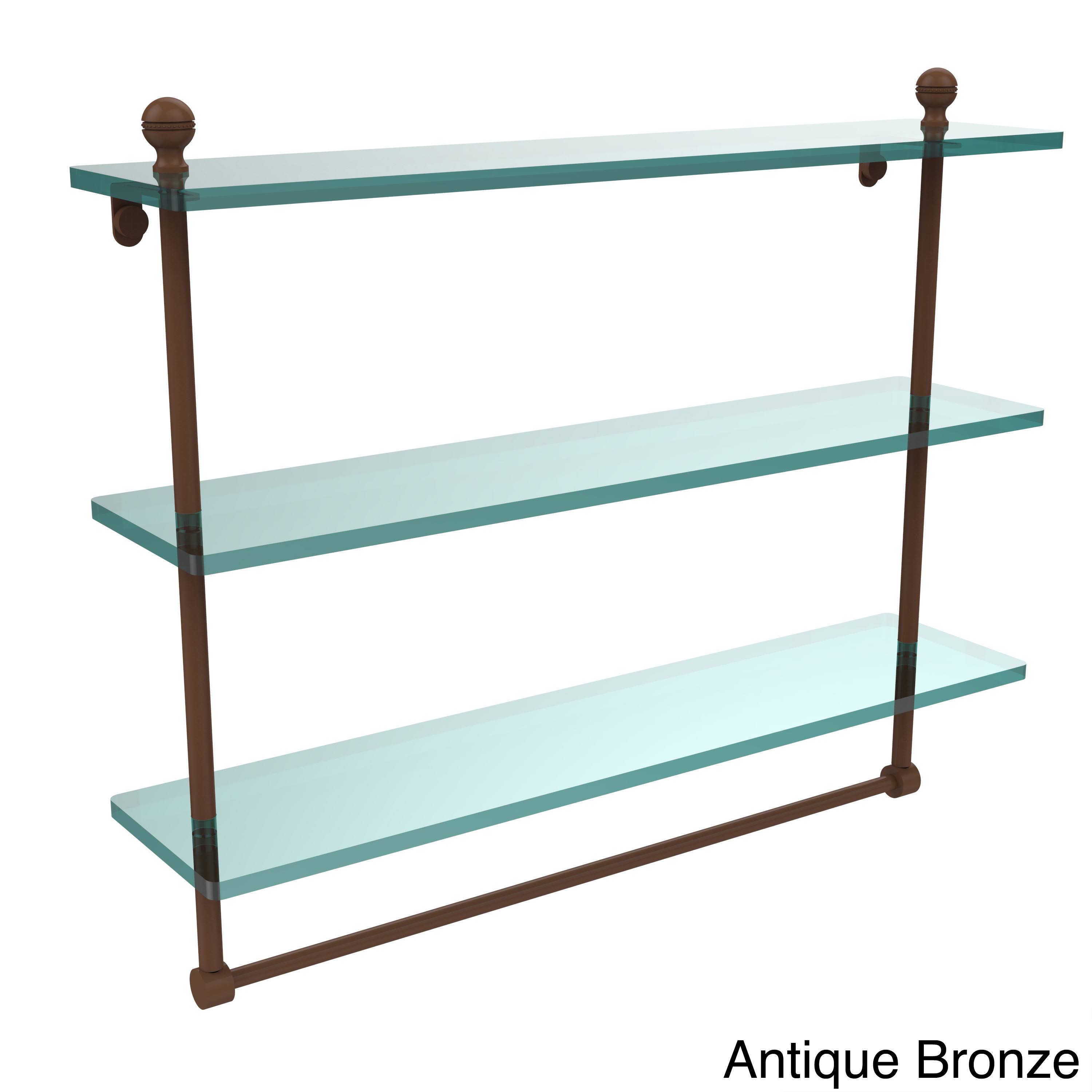 Allied Brass Mambo Collection 22 inch Triple Tiered Glass Shelf Integrated Towel Bar Satin Nickel