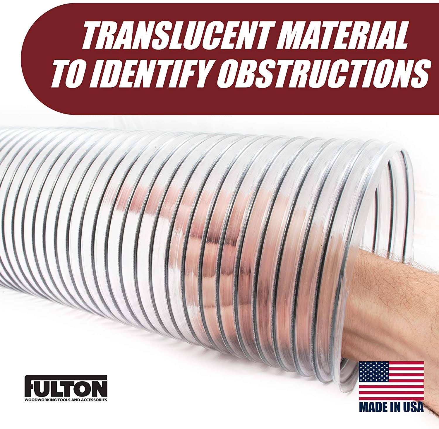 Fulton 6x22 x 10& (6 inch Diameter by 10 Feet Long) Ultra-Flex Clear Vue Heavy Duty PVC DUST, Debris and Fume Collection Hose -