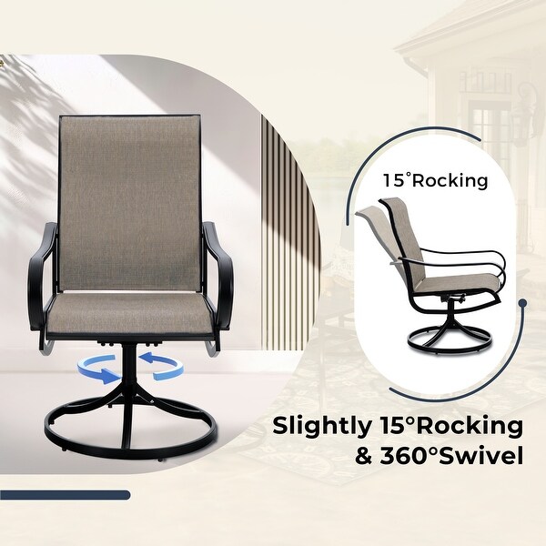 MAISON ARTS 5 Pieces Patio Dining Set,4 Sling Dining Swivel Chairs and 37