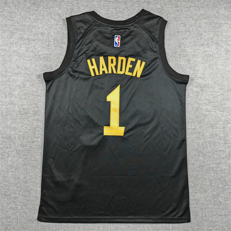 Men's Cleveland Cavaliers James Harden #1 Black Swingman Jersey - Statement Edition