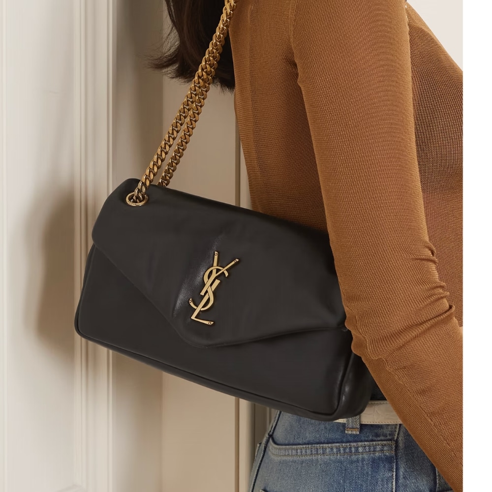 Saint Laurent Calypso Small In Plunged Black 27Cm