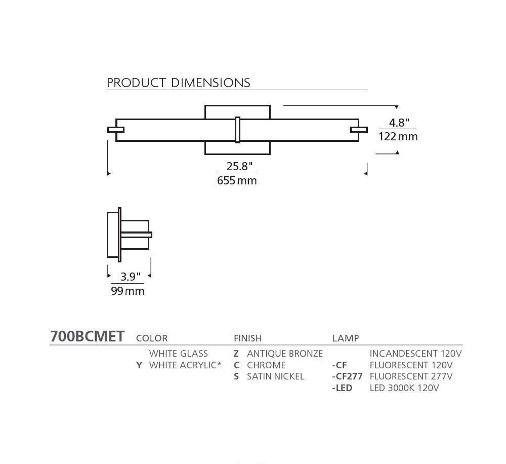 Tech Lighting 700BCMETYS-LED927 Metro Bath Satin Nickel