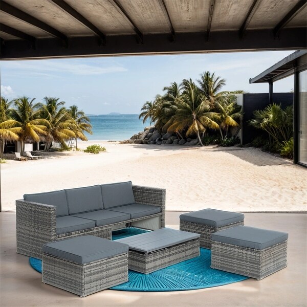 5 Set Wicker Furniture,Patio Furniture,Seasonal PE Wicker Furniture