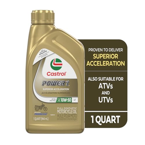 Castrol Power1 4T 10W-50 Full Synthetic Motorcycle Oil, 1 Quart, Pack of 6