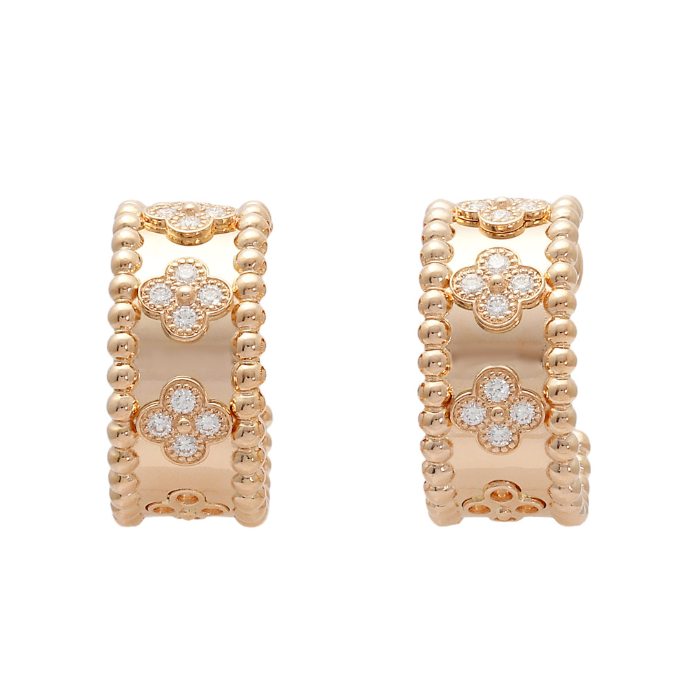 Van Cleef & Arpels Perlet Clover Earrings 18K Rose Gold Diamond VCARO2MK00