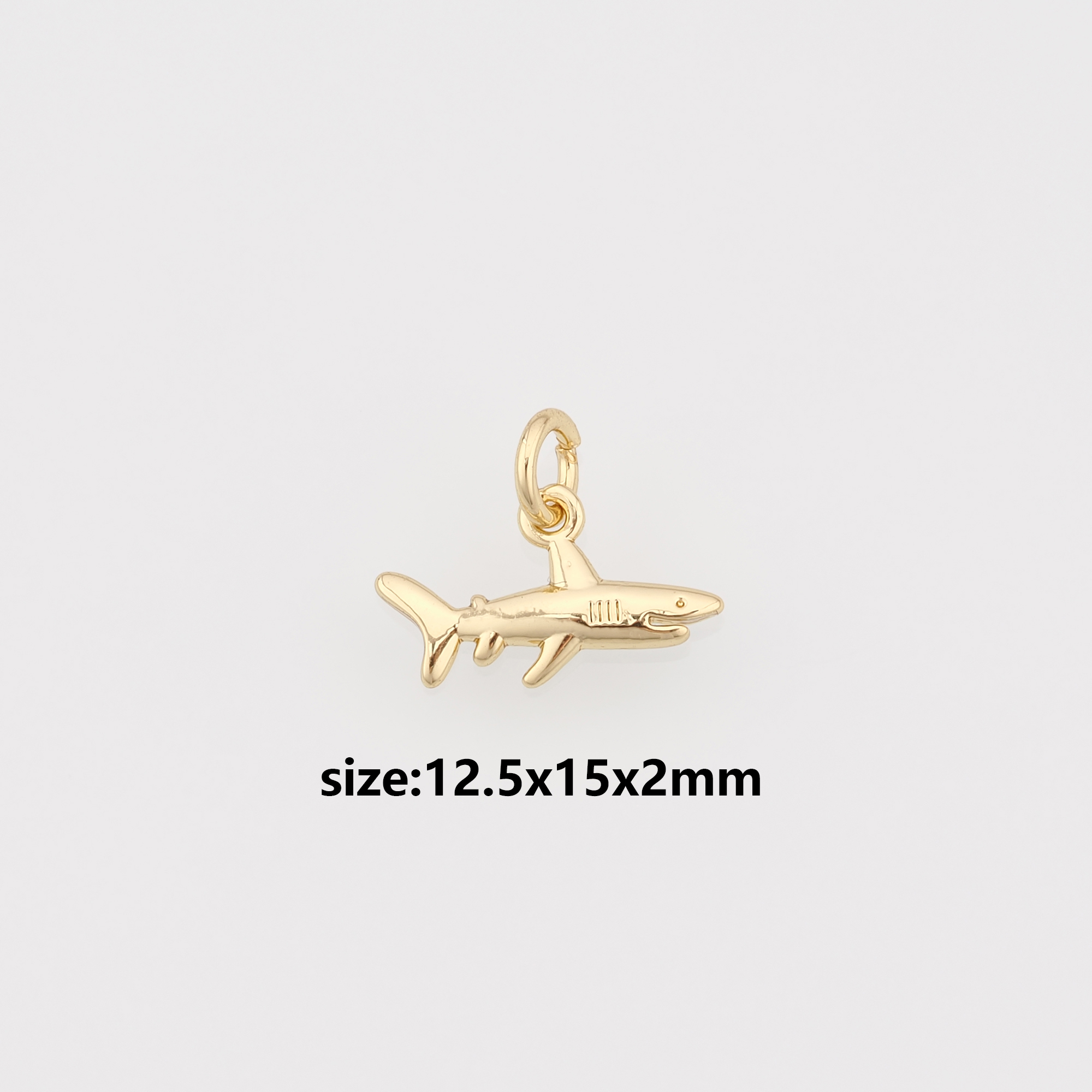 18K Gold Filled Shark Pendant,Dainty Shark Charm Earrings Necklace for DIY Jewelry Making Supply