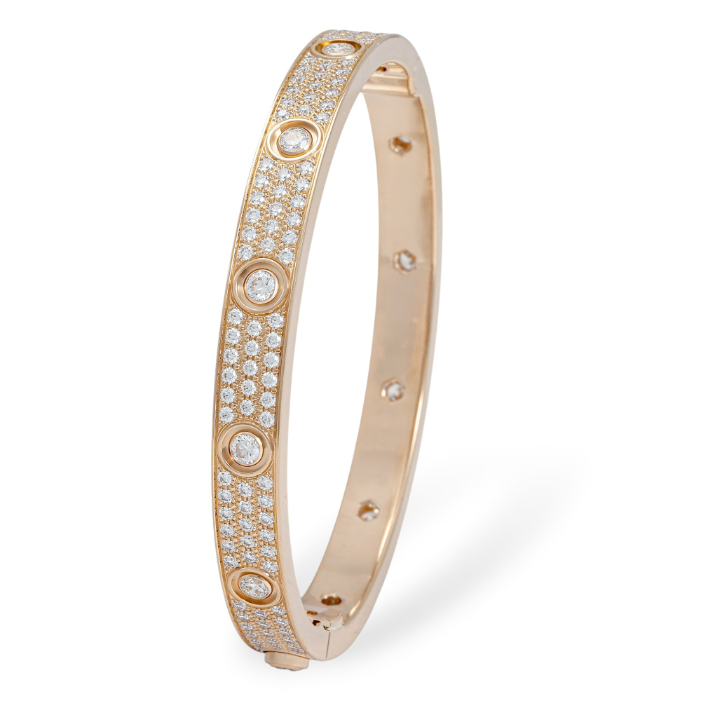 Cartier Love Classic Model Bracelet 18K Rose Gold Diamond