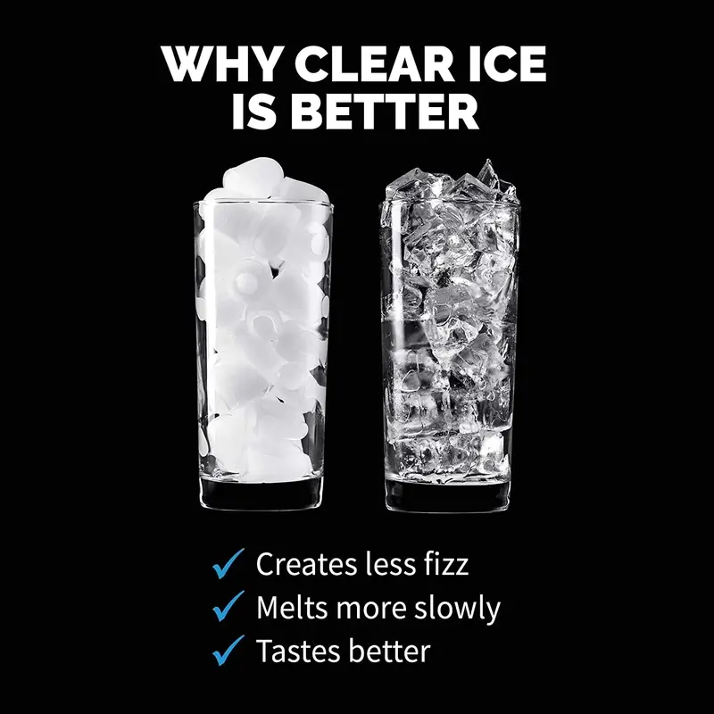 Stainless Steel Clear Ice Maker – Portable 40-Lb/Day Ice Machine with Fast-Cycle Production and Compact Countertop Design
