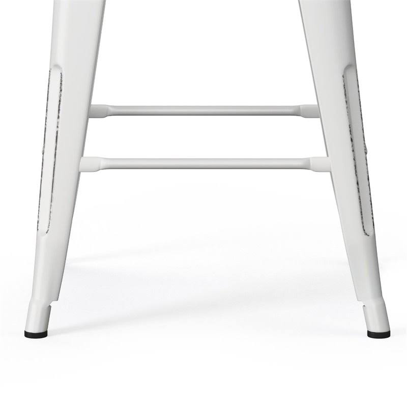 Atlin Designs 30x22 Metal Curved Back Bar Stool in Distressed White (Set of 2)