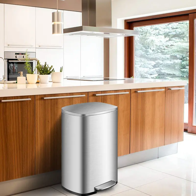Stainless Steel Step Trash Can – 50L (13.2 Gal) Touch-Free Pedal Bin with Premium Finish
