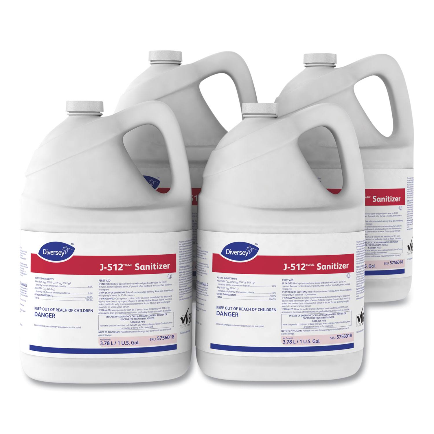 J-512 - Sanitizer - liquid - jerrycan - 1 gal (pack of 4)