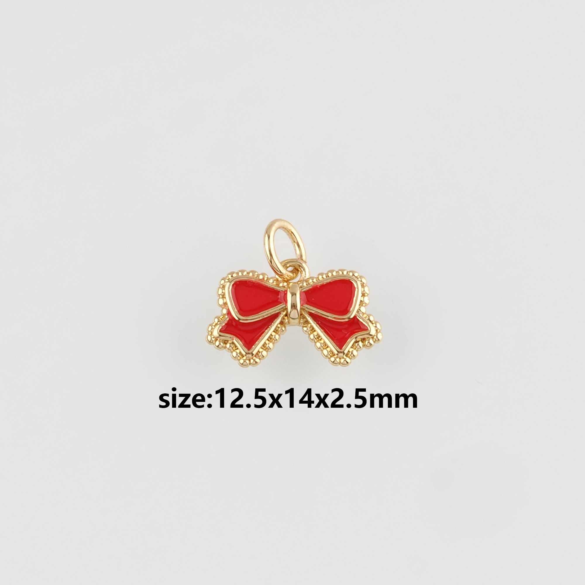 18K Gold Filled Bow Tie Pendant,Enamel Bow Charm Earrings Necklace for DIY Jewelry Making Supply