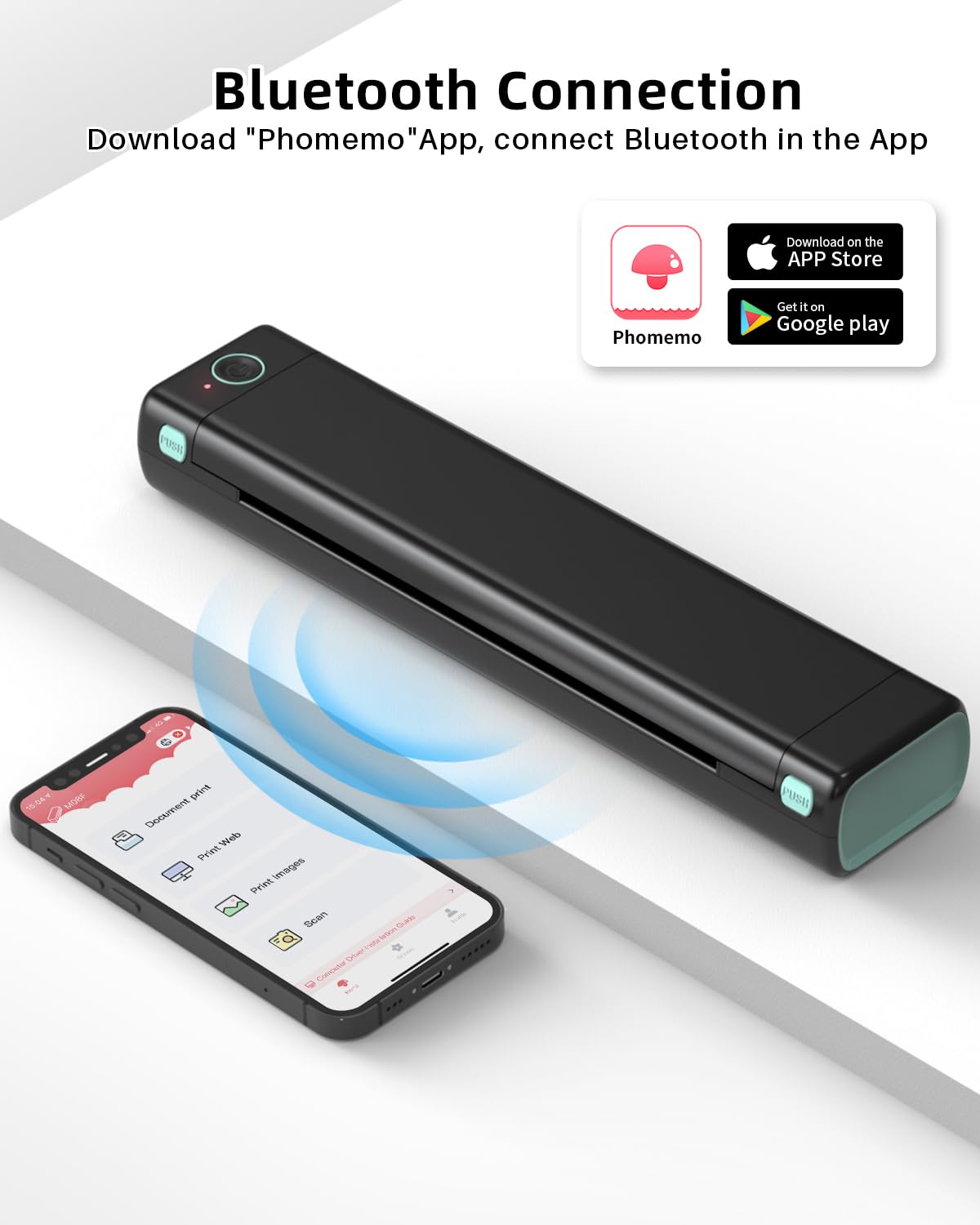 Phomemo Portable Printer Wireless for Travel, Bluetooth Mobile Printer Support 8.5