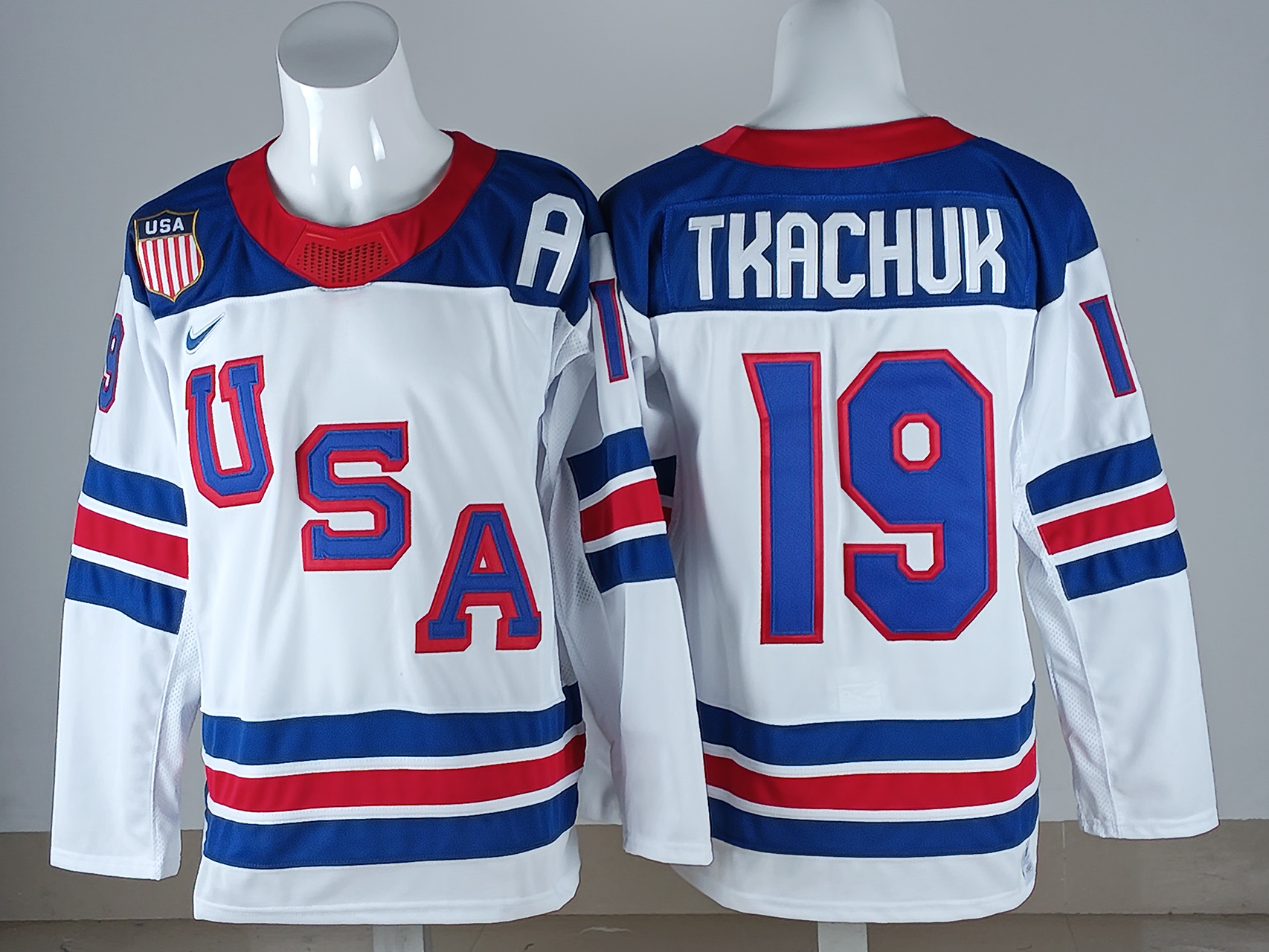 Men's United States Hockey Matthew Tkachuk #19 White 2026 Winter Olympics Jersey