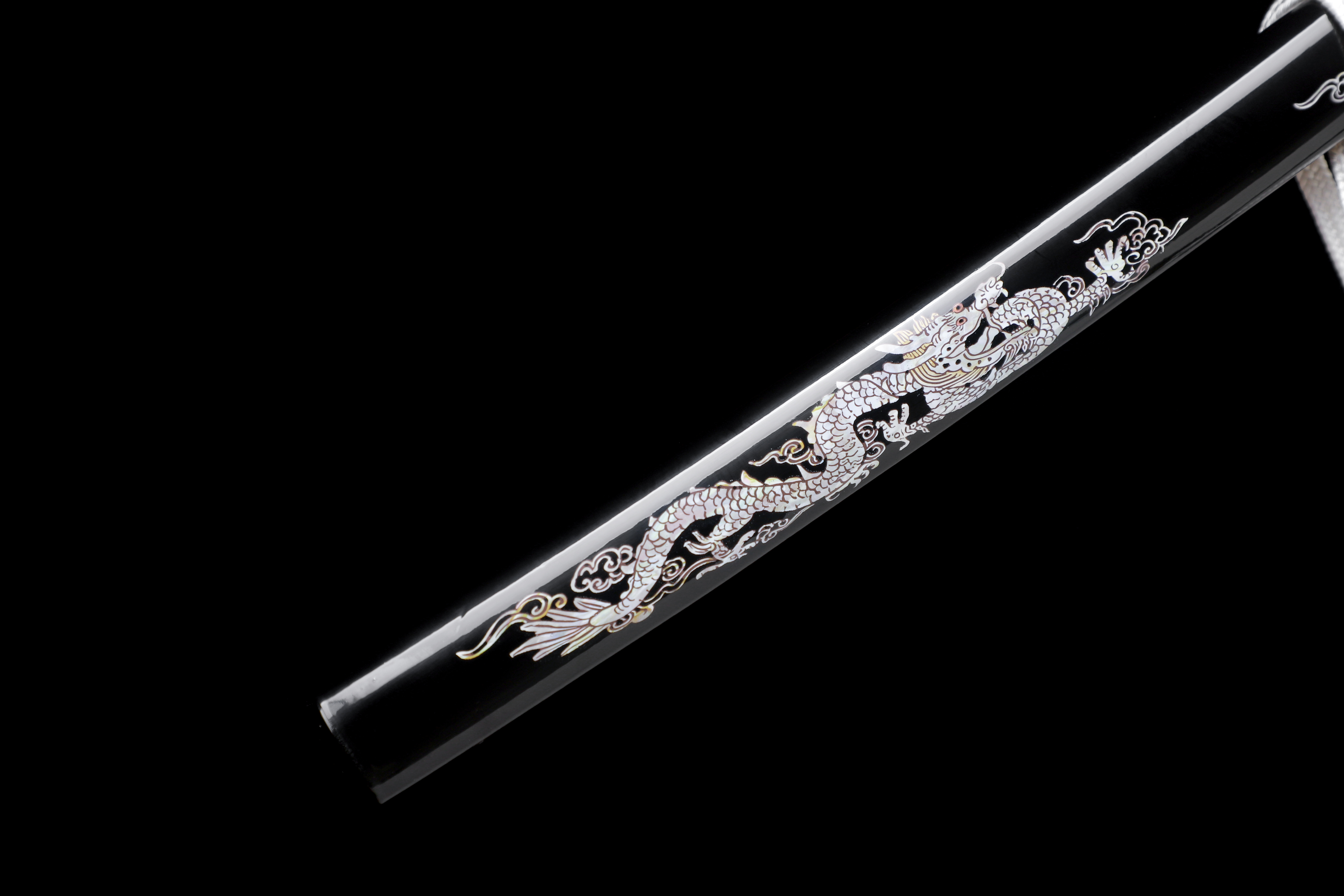 Handmade Katana Damascus Twisted Steel Silver Dragon Kozuka Kogai