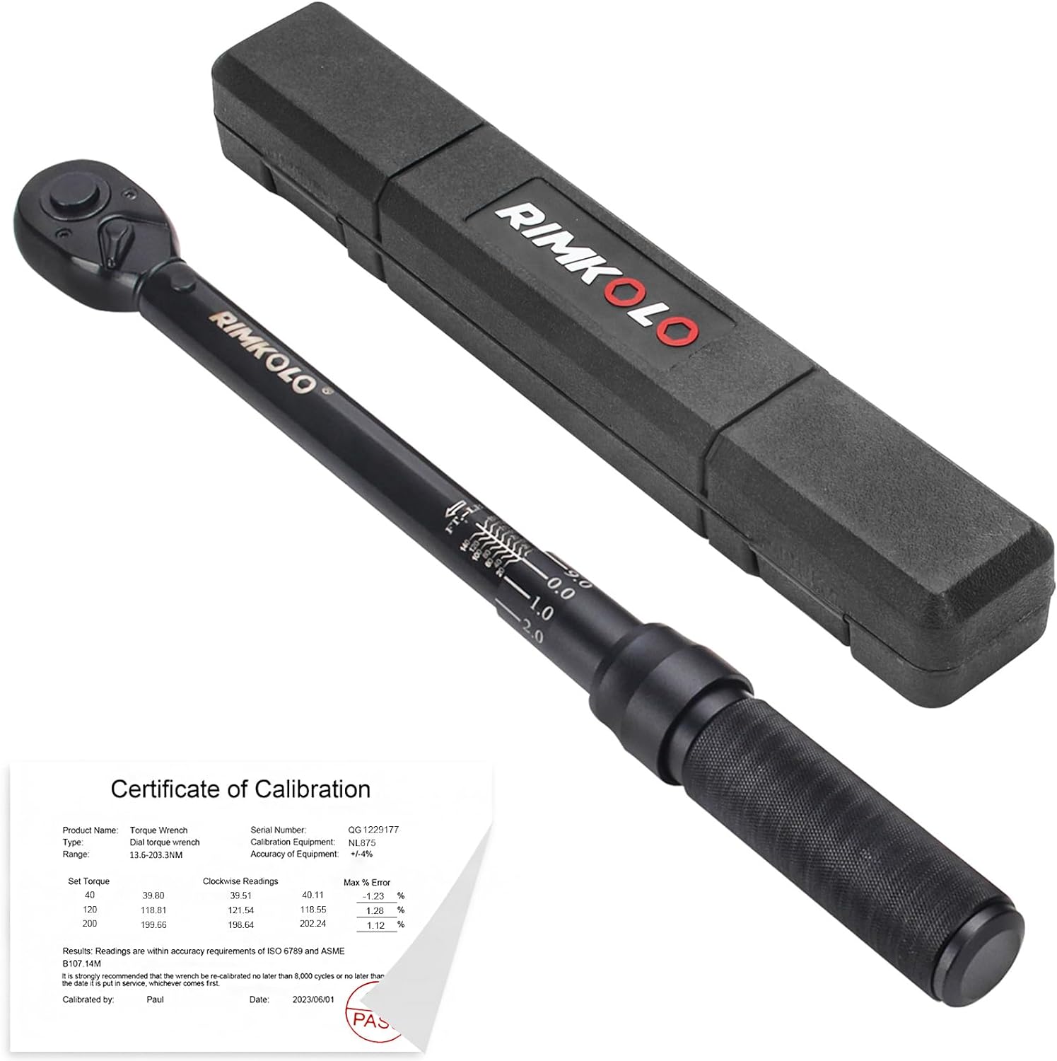 1-Inch Drive Click Torque Wrench, Dual-Scale Adjustable Torque Wrench Set with a Hex Key 200-1000ft.lb / 271-1356.7Nm